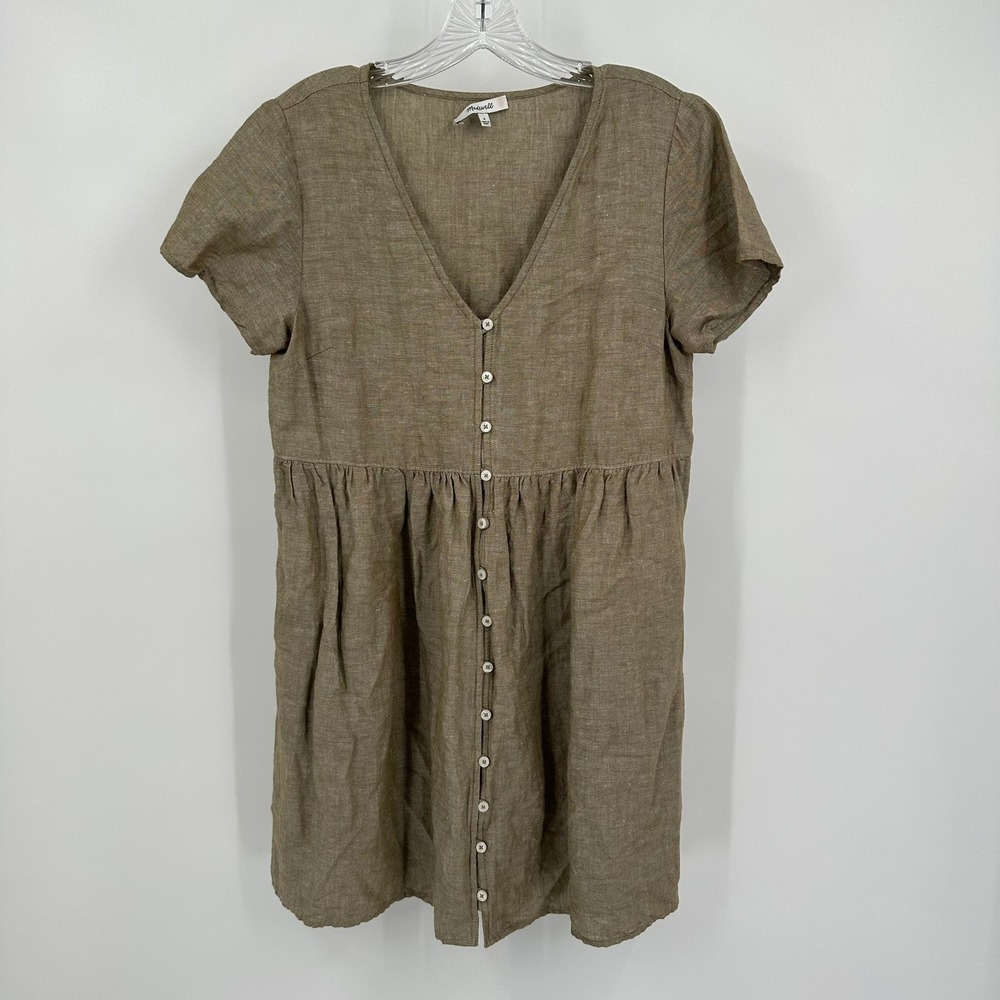 Madewell Womens Boho Linen Blend Dress Minimalist Earthy‎ Granola Neutral Brown